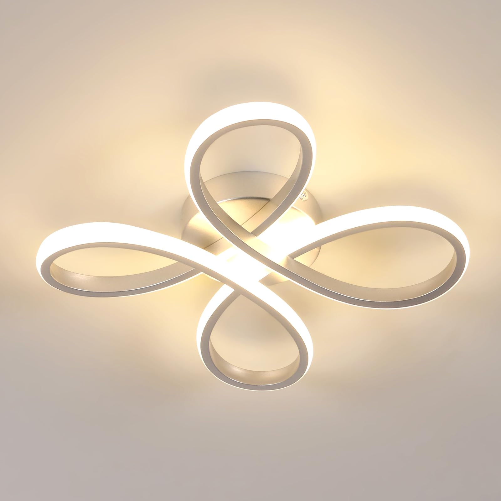 Comely Modern LED Ceiling Light, 30W 3375LM Ceiling Lamp Fixture 3000K Warm Light Lighting for Bedroom, Living Room, Dining Room, Kitchen, 30cm, Silver