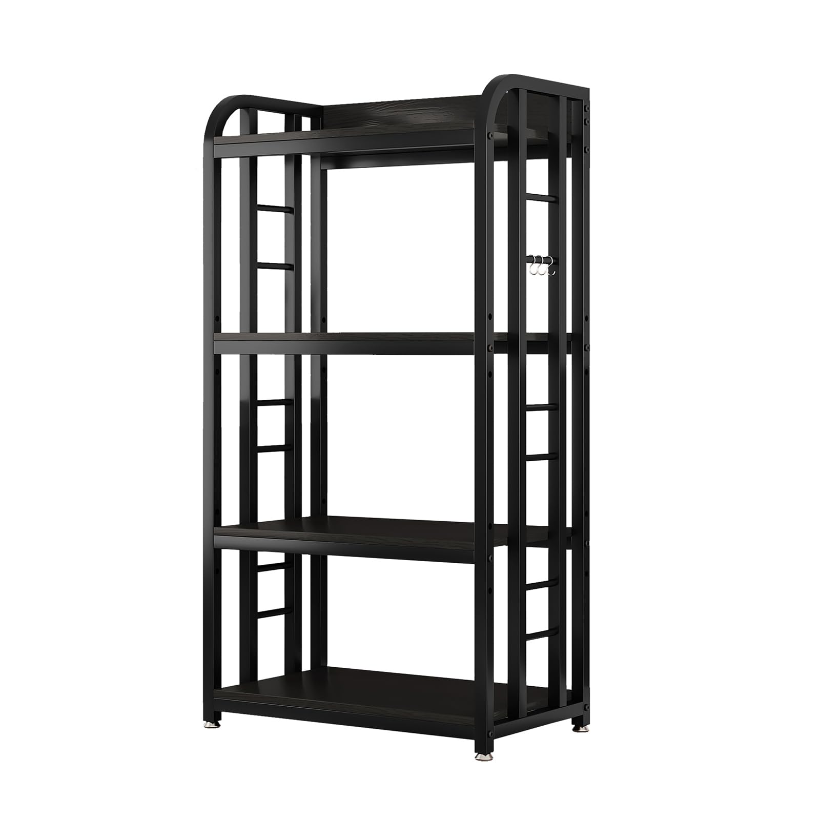 jarrvz 4 Tier Microwave Stand, Large Bakers Racks for Kitchens, Height Adjustablebakers Shelf, Coffee Bar for Living Room Black