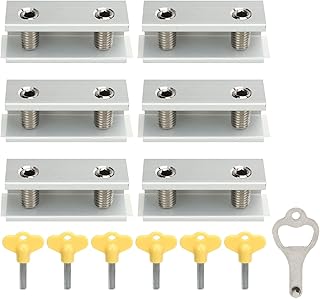 Window Locks, 6 Sets Sliding Security Window Lock with Rubber Cushion and Key for Vertical Horizontal Sliding Window Doors, Adjustable Security Door Screw Window Stoppers for Patio Bedroom Home Office