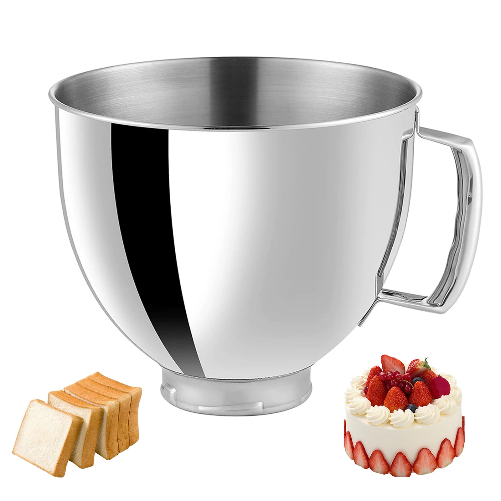 Bol en acier inoxydable pour KitchenAid 4,5-5 QT avec poignée robuste