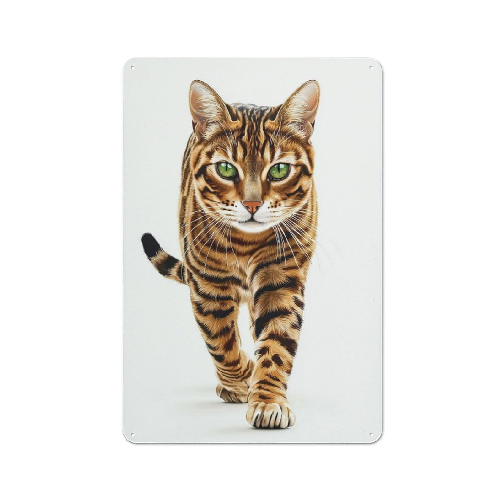 Junmoney Bengal Cat Portrait Tin Wall Plaque 30X20cm With For Home Bar Wall, A Decorative Christmas Gift For Hosts Who Enjoy Retro Interiors