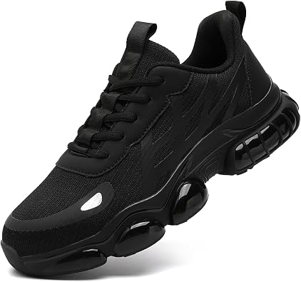 Mens Steel Toe Work Shoes Lightweight Safety Sneakers with Quick-Adjust Laces Puncture Resistant Non-Slip Sole Breathable Comfort for Standing All Day