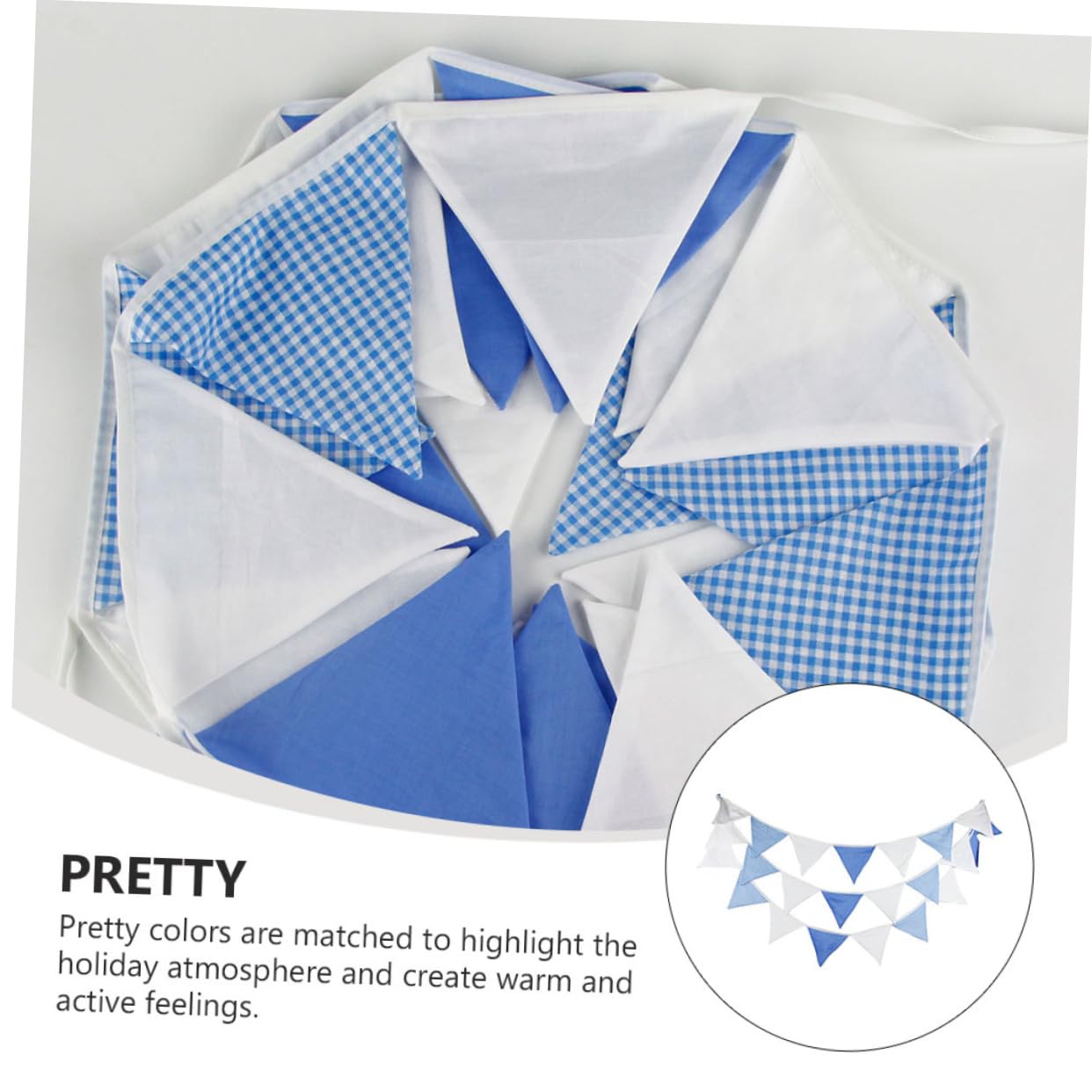 TOYANDONA 2 Piezas De Cuerda Azul y Blanca Cotton Burra Triangular De Tela Del Banderín Del Empavesado Blanca Azul Triángulo Bebé Algodón Boda Suministros