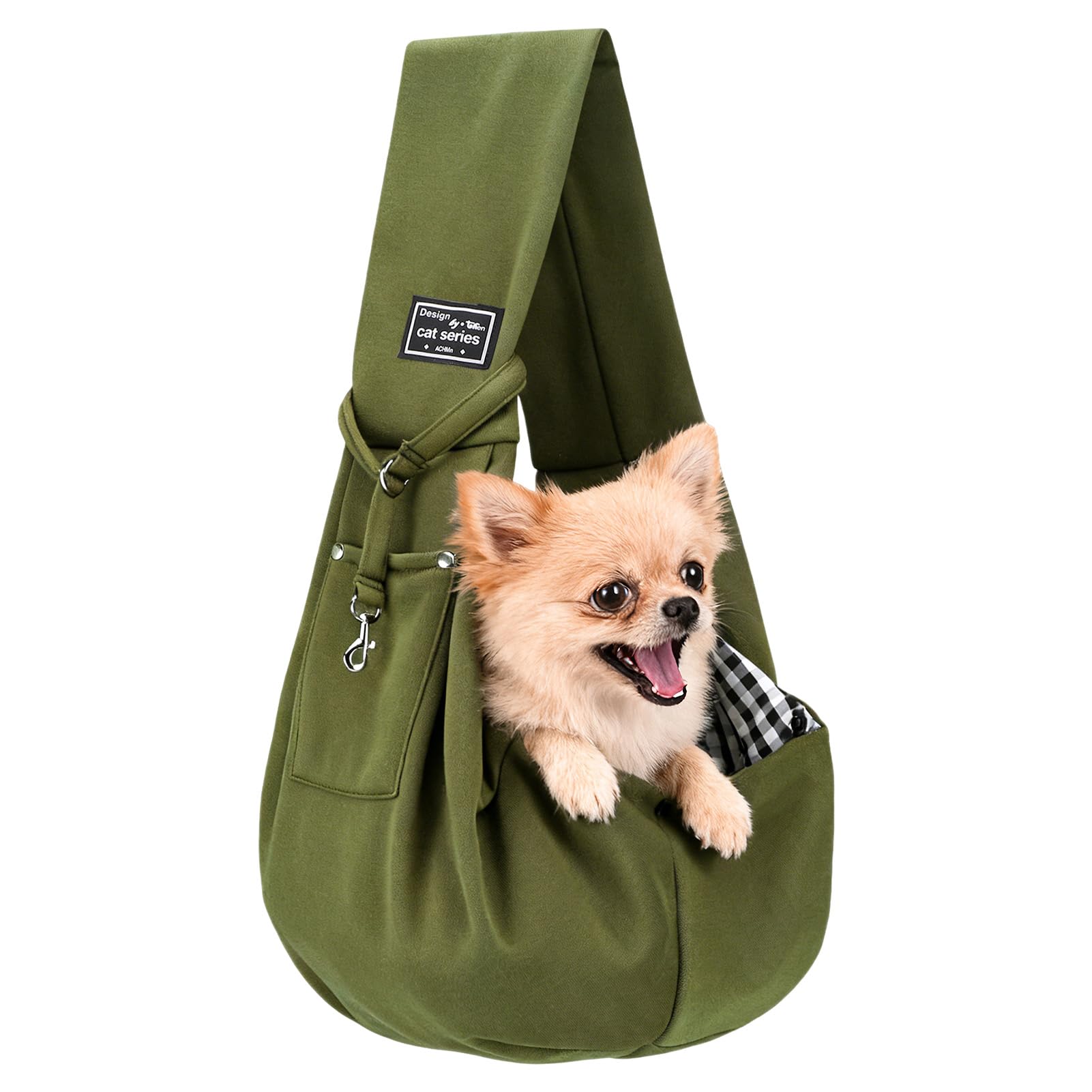 GSrenyu Puppy Sling Carrier, Reversible Hands Free Dog Slings Carriers for Small Dogs Cats up to 7.5kg, Soft Breathable Pet Bag with Safety Harness for Outdoor Walking Travel Shoppi