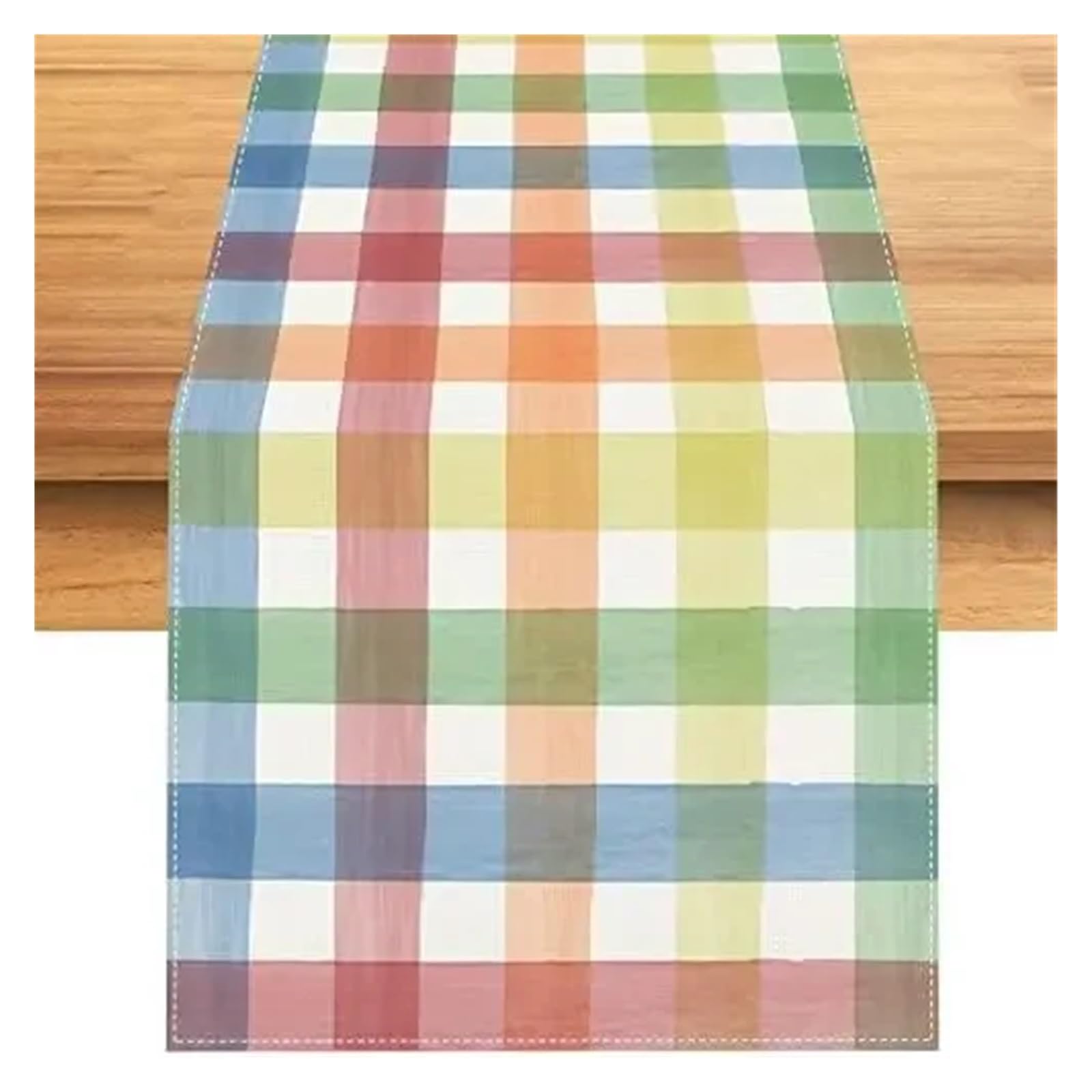 Table Runner Table Runners Fall Plaid Linen Dresser Scarf Autumn Holiday Kitchen Party Wedding Decor(05,180x33cm 70.8x13inch)