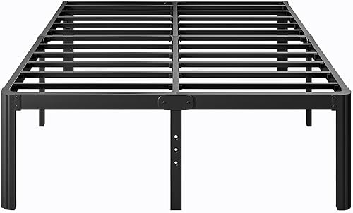 Marco de cama Full Size de 18 pulgadas de alto, no necesita somier, marco de cama de metal con plataforma Full Size, sin ruido, fácil montaje,
