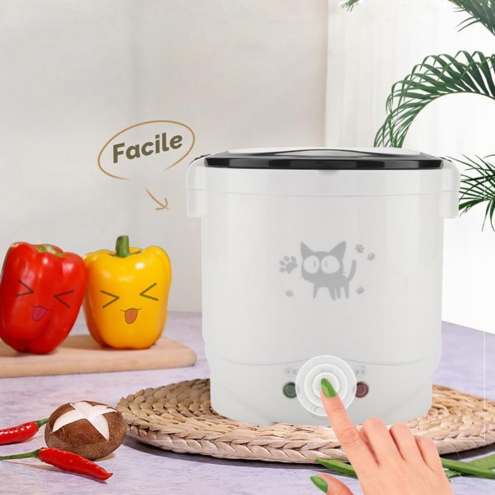 Mini Cuociriso Elettrico per Auto, Cuociriso Elettrico 12V per Auto, Cuociriso Portatile per Auto a Vapore 100W 1L USB Cuociriso per Colletti Aziendali, Studenti, Individui