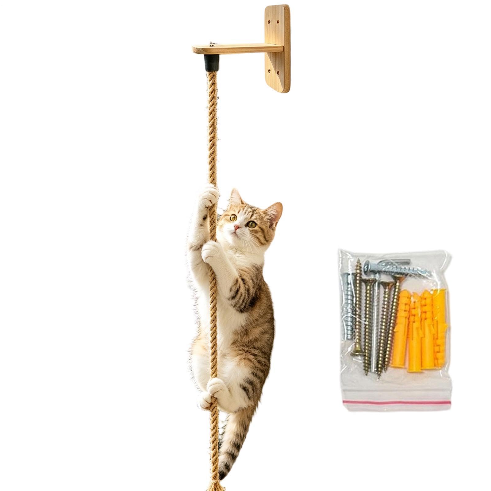 Corde d'escalade pour Chat | Jouet Interactif Résistant Aux Morsures 2 mètres | Marches d'escalade Murales pour Chat,Chatons, Jeu, Griffoir, Repos, Intérieur, Extérieur, Maison, Couloir, Salon