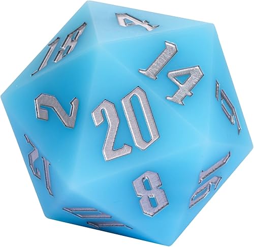 Miniatura 9 de Dados D20 de silicona D20 de 2.165 in, grandes que brillan en la oscuridad D20 individuales de 20 caras, dados poliédricos gigantes D20 con caja de