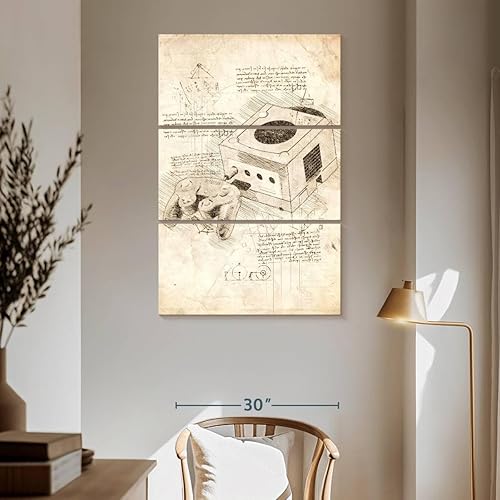 Miniatura 3 de ElephantStock - Arte de pared de cubo de Nintendo Game - Lienzo vertical de varios paneles - Decoración de pared de sala de estar de 3 piezas - Arte