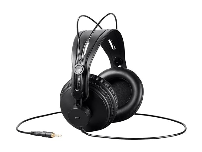 Monoprice - 116150 Modern Retro Over Ear Headphones with Ultra-Comfortable Ear Pads Perfect for Mobile Devices, HiFi, and Audio/Video Production Black
