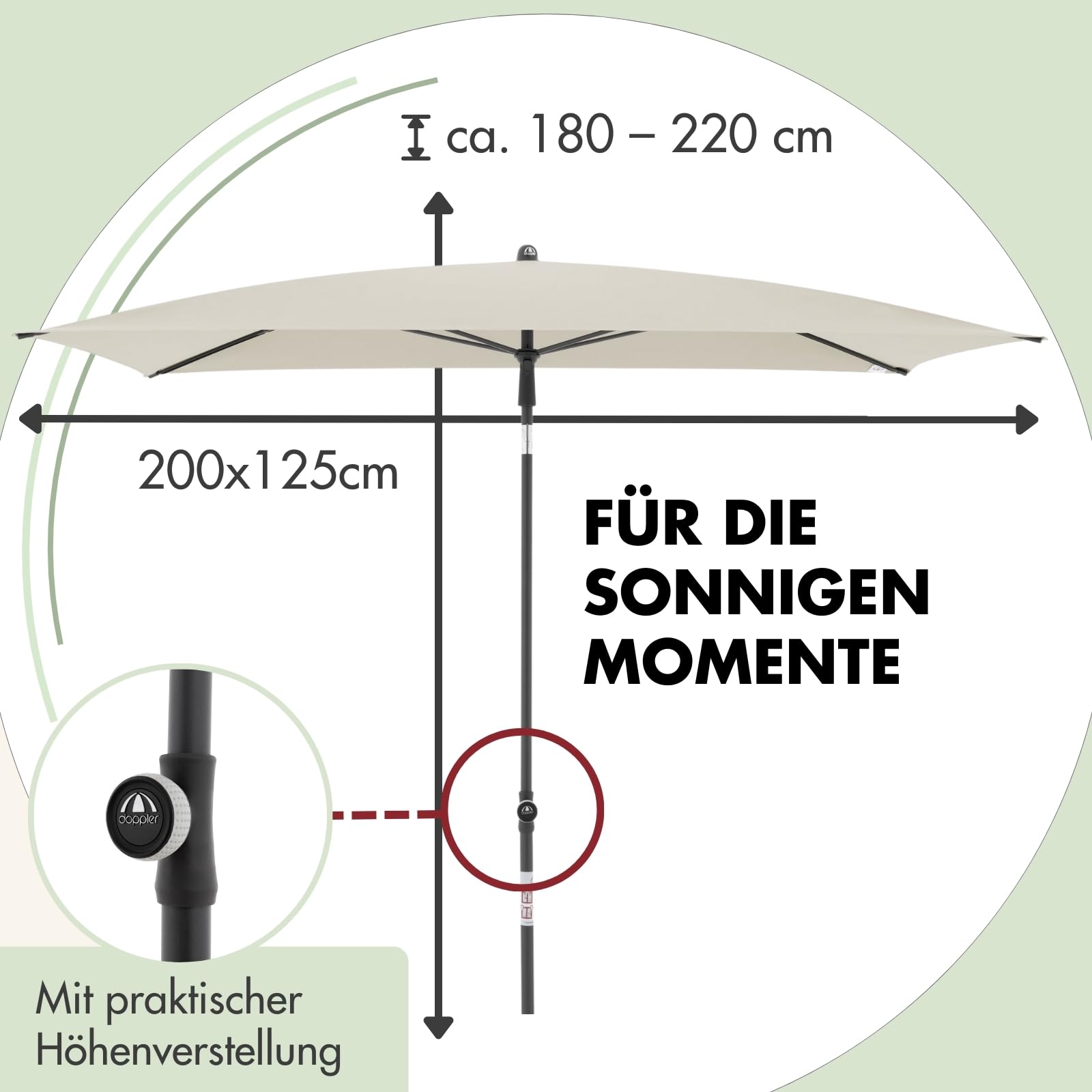Doppler City Balkonschirm 200x125cm in verschiedenen Farben