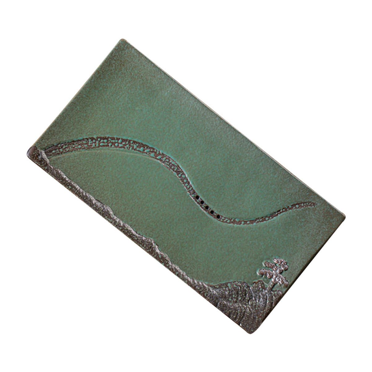 OFFSCH Creative Pot Holder Tea Tray Drain Ceramic Tea Kettle Plate Home Decor Tray