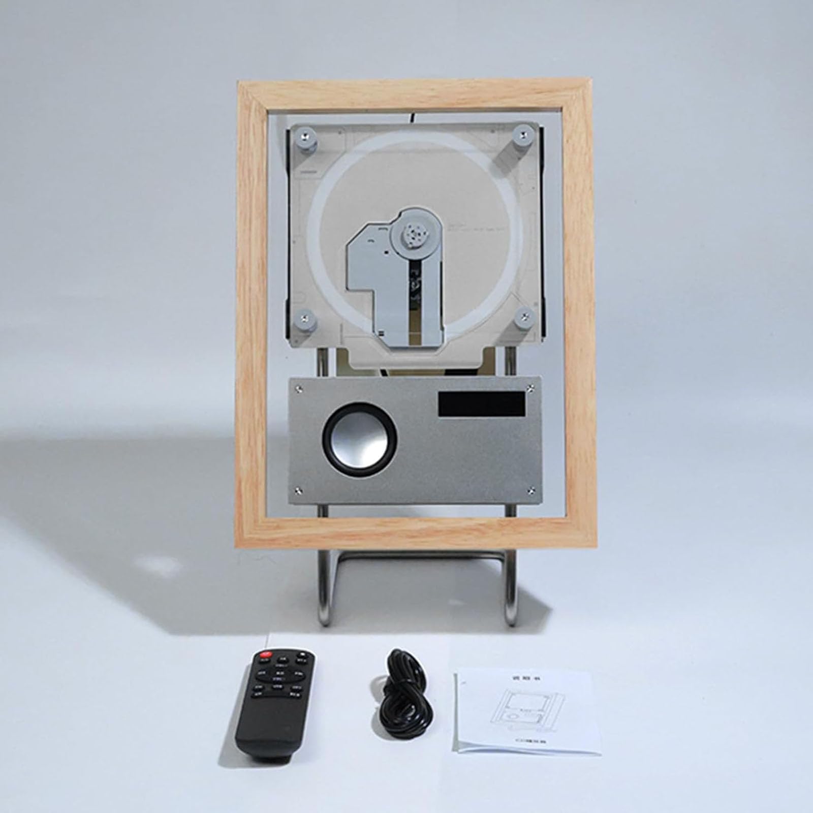 Odtwarzacz CD do zamocowania na ścianie, ramka muzyczna dekoracyjna ramka na zdjęcia, z pilotem, Bluetooth 5.0 / wyjście AUX 3,5 mm, bez głośników, do dekoracji domu (Black)