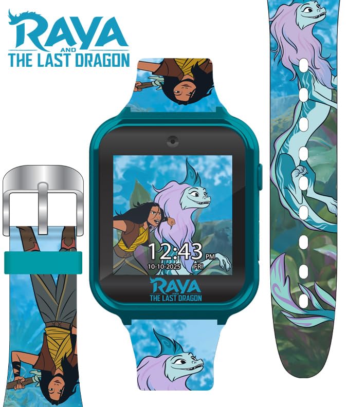 Raya and the Last Dragon Kids Smartwatch with 10 Watch Faces, Step Tracker, Selfie and Video Camera, Timer, Alarm, Fun Games, Calculator, and Wallpapers – Fits Wrists 5.5"-8.0"3