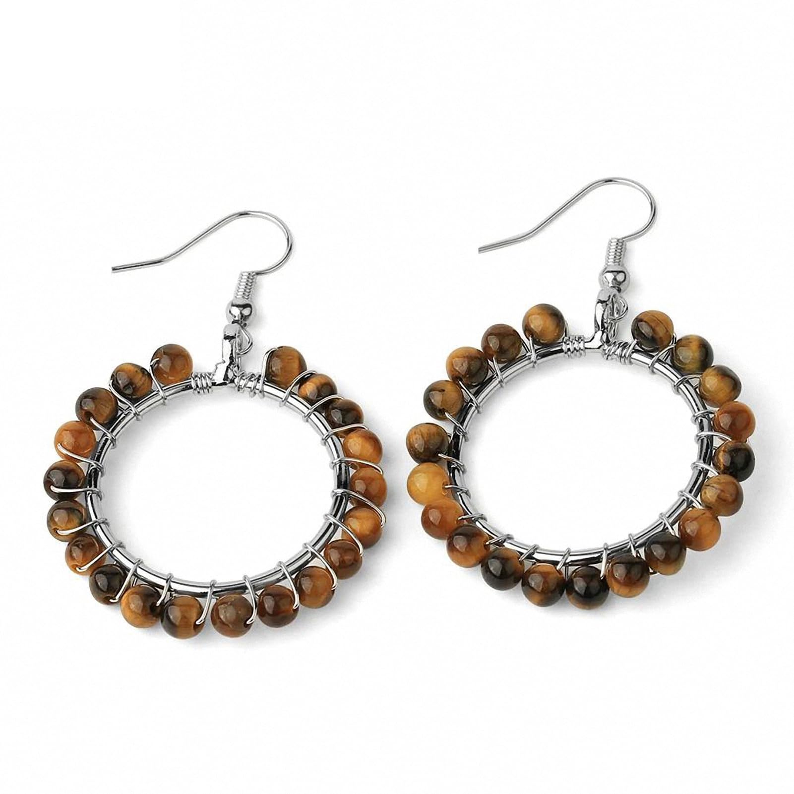 Boucles d'oreilles lithothérapie en cristal et perles argentées