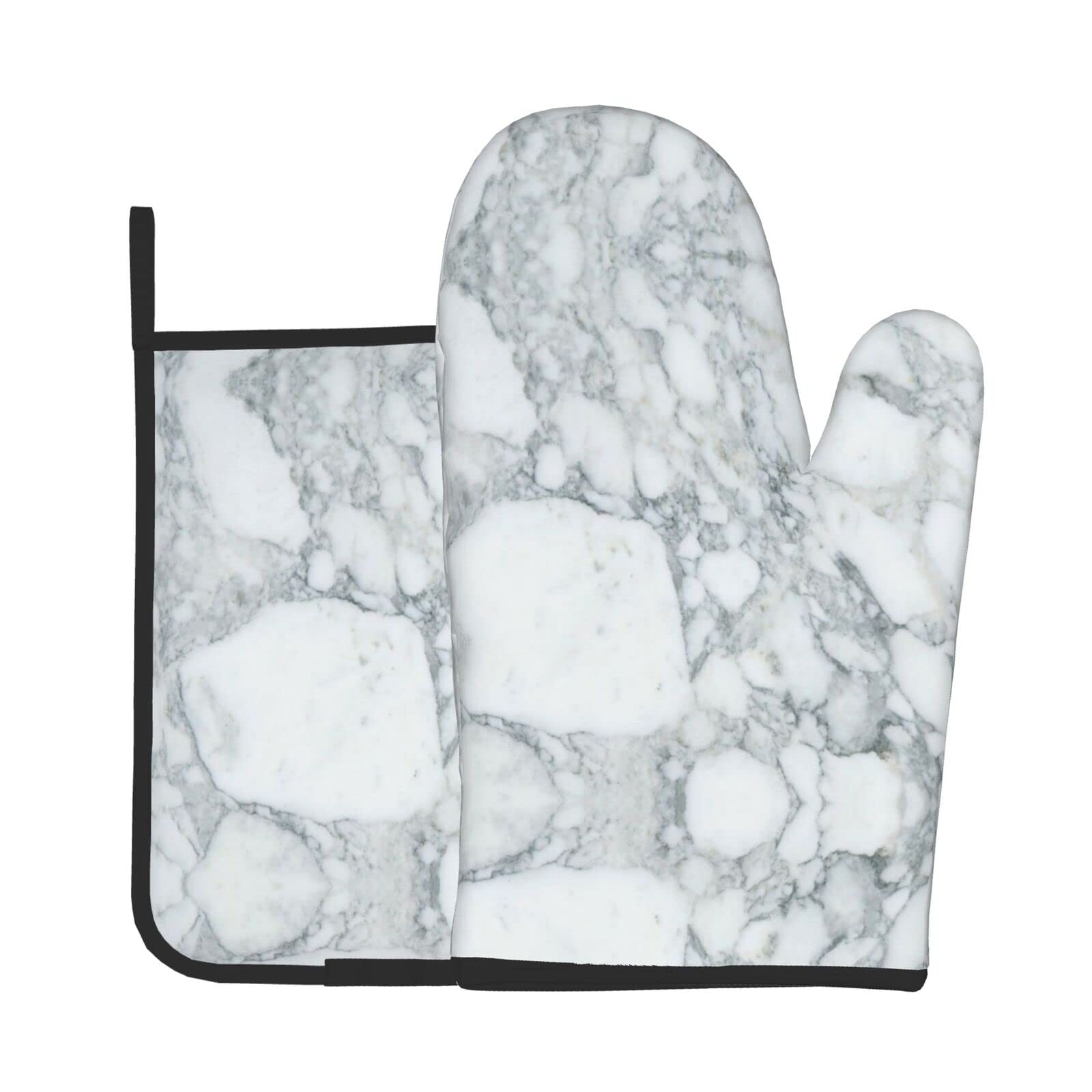 4 Pack Marble Pattern Pot Holders - Black & Gray Heat Resistant Kitchen Mitts