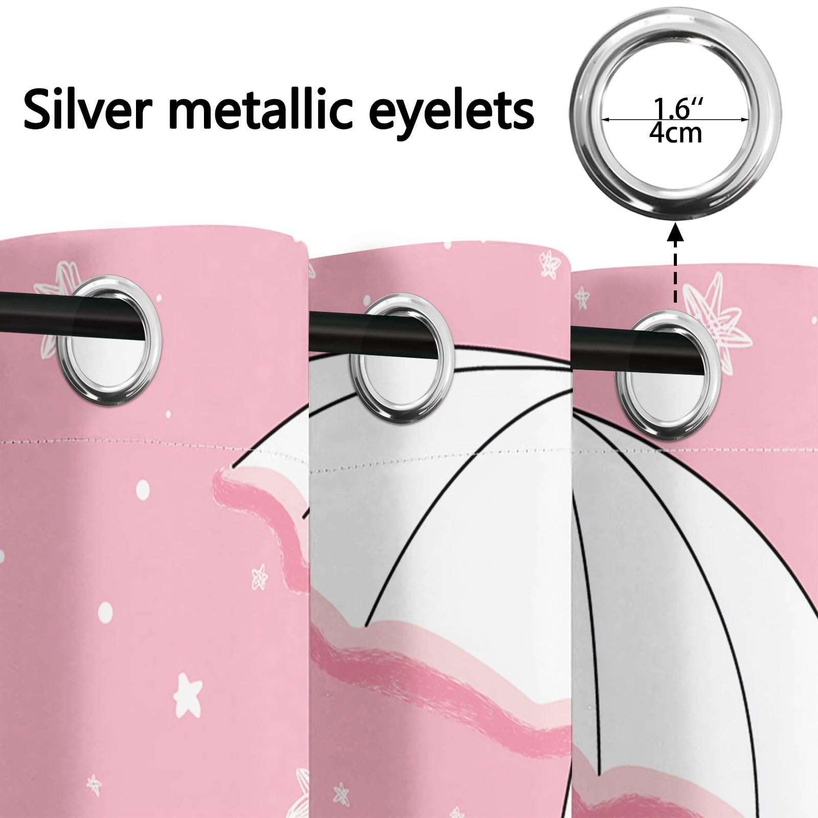 Cartoon Bear And Penguin Animals Blackout Curtains Eyelets Anti Light Curtain Blackout Curtain Thermal Insulation Curtains, For Living Room Bedroom, 2 Pieces, 140 x 175 cm, Pink