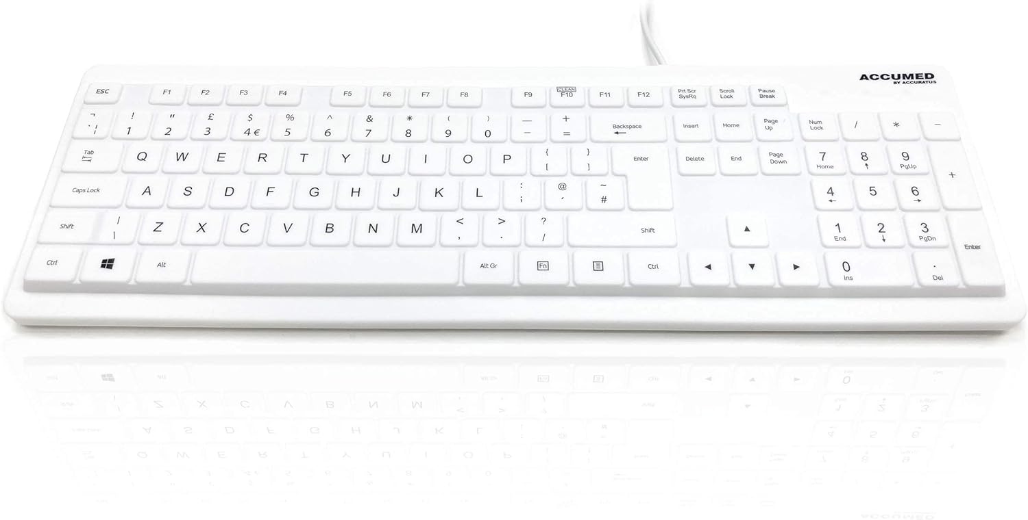 AccuMed Value Keyboard 105 Key IP68 Sealed Antibacterial Medical