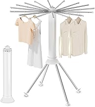 Zeroway Four-Legged Clothes Drying Rack, Portable and Foldable Space Saving Laundry Drying Rack, Outdoor Folding Dry Rack with 4 Pulleys & 16 Poles, Collapsible Aluminum