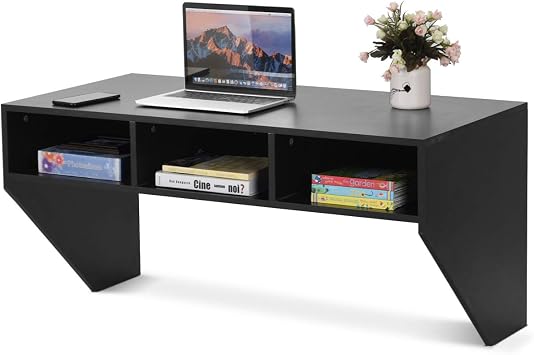 BestComfort Wall Mounted Desk Hutch, 42.5inch Floating Laptop Table Writing Desk, Home Office Workstation Hanging Computer Desk, Modern Floating Console Media Storage Cabinet
