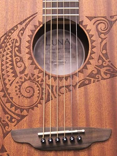 Miniatura 3 de Luna Guitarra acústica de dreadnought de tamaño de viaje para tatuajes de la serie Safari