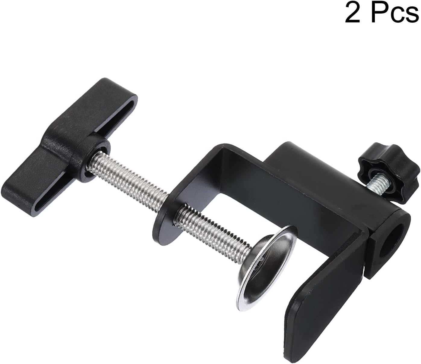 PATIKIL 0.49" Hole Dia. Desk Clamp, 2 Pcs Universal C-Clamp Base with Adjustable Screw for Microphone Mic Arm Table Lamp Mount Holder, Black