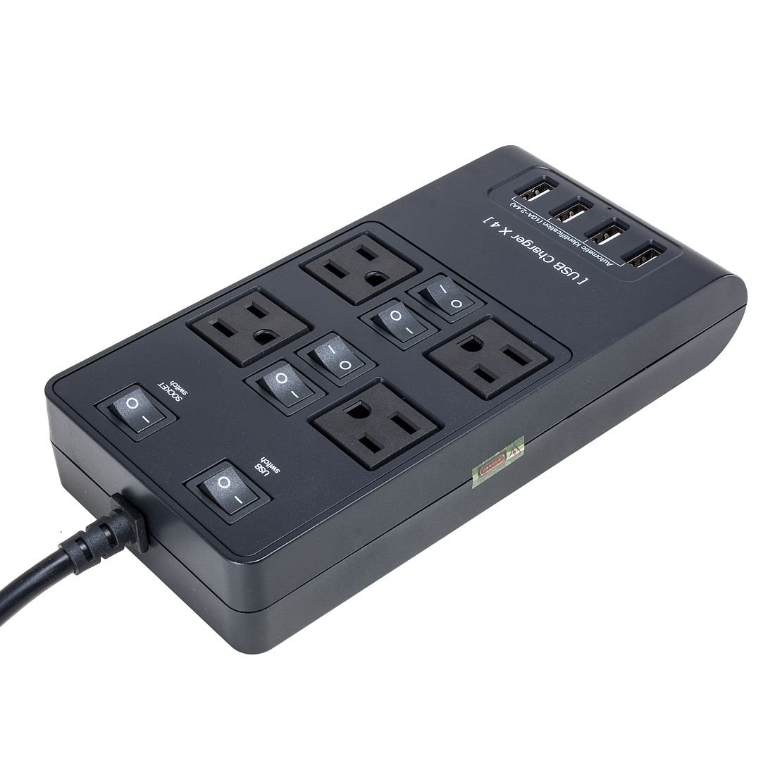 Aexit AC95-240V US 4 US Prise 4 USB Chagers Prise de charge intelligente Câble 5 pieds Noir (e3e240044dcd25da6808eeb81cea5fb9)
