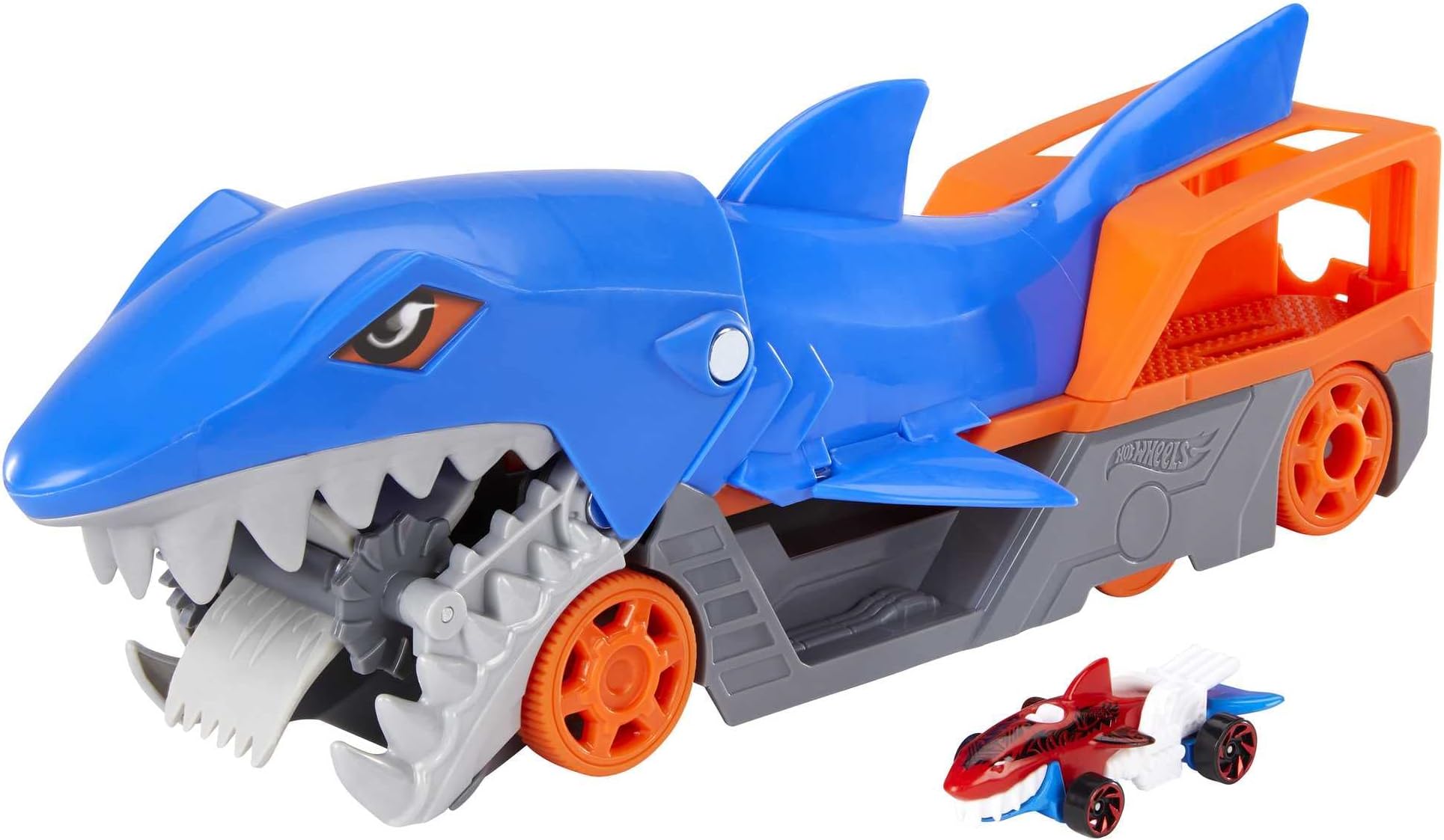 Hot Wheels Shark Chomp Transporter Playset with One 1:64 Scale Car for ...