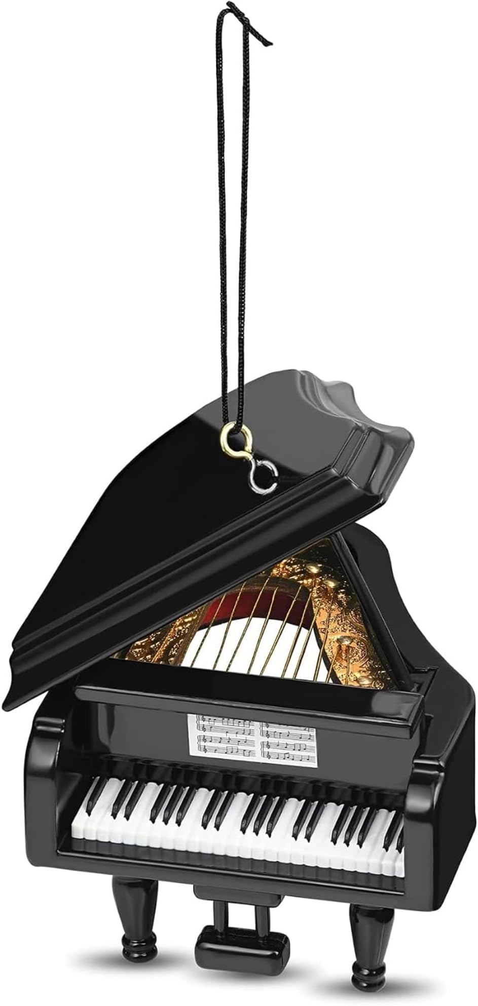 Broadway Gifts 3.5" Black Wood Grand Piano Ornament for Piano Players | Hand-Painted Wooden Instrument with Keyboard & Closing Lid Christmas Gift for Pianist & Piano Teacher