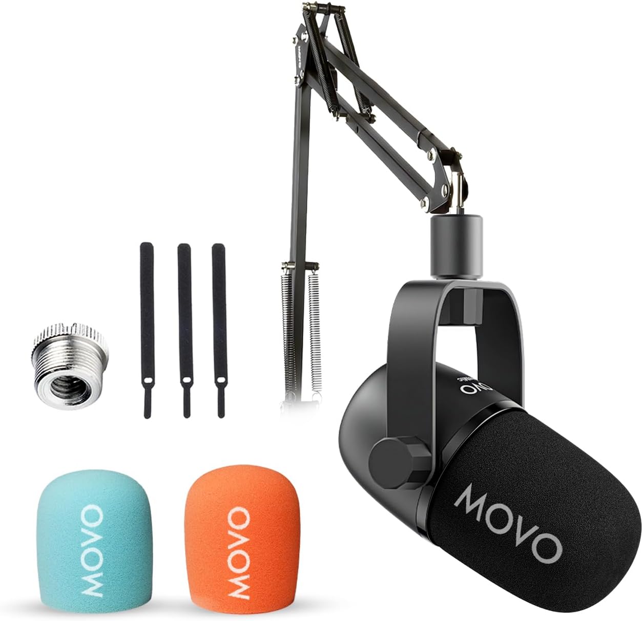 Movo Podcast Microphone Kit with CastMic Dynamic XLR Microphone with Boom Arm for Recording Vocals, PC, Gaming, Streaming, YouTube, and Musicians – Studio Cardioid Podcast Mic for Content Creators
