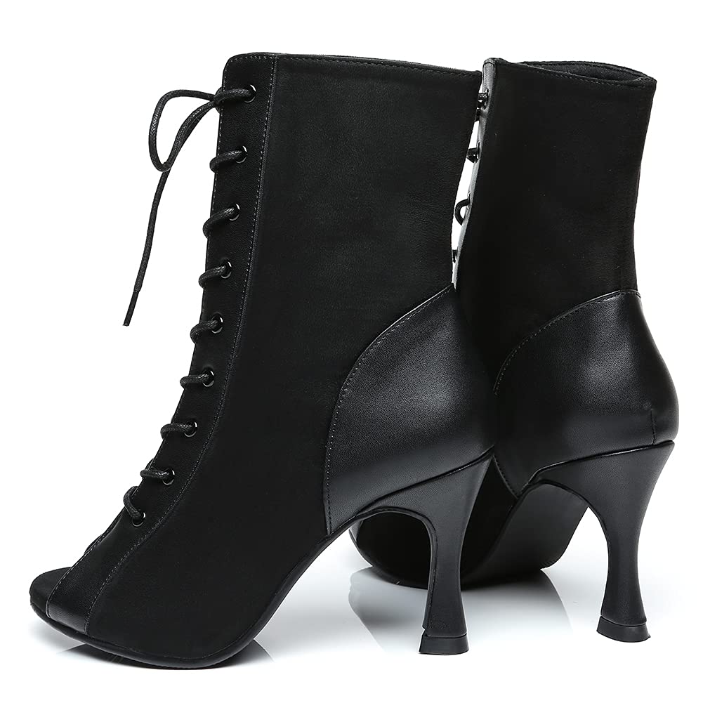 SWDZM Scarpe da Ballo Latino Salsa Moderno con Tacco Alto Professionali Nozze Festa Stivali da Ballo,Model-QJW1052+1018