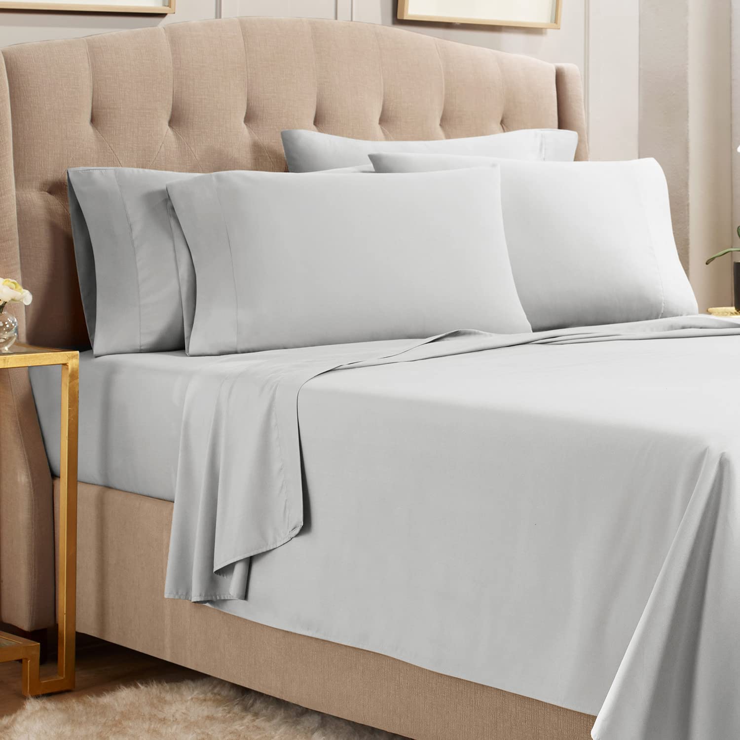 Empyrean Queen Sheets Set - 110 GSM 6 Piece Bed Sheets for Queen Size Bed, Double Brushed Queen Size Sheets, Soft Bedding Sheets & Pillowcases -