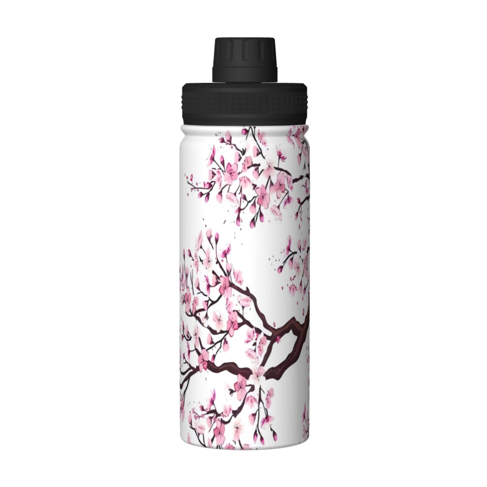 Cherry Blossoms Tree Sport-Wasserflasche, 530 ml, isolierte Edelstahl, auslaufsichere Wasserflasche für Reisen, Fitnessstudio, Büro