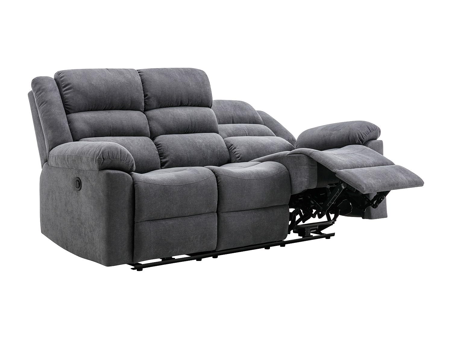 Vente-unique - Canapé 3 Places Relax électrique en Tissu Gris BUROLO