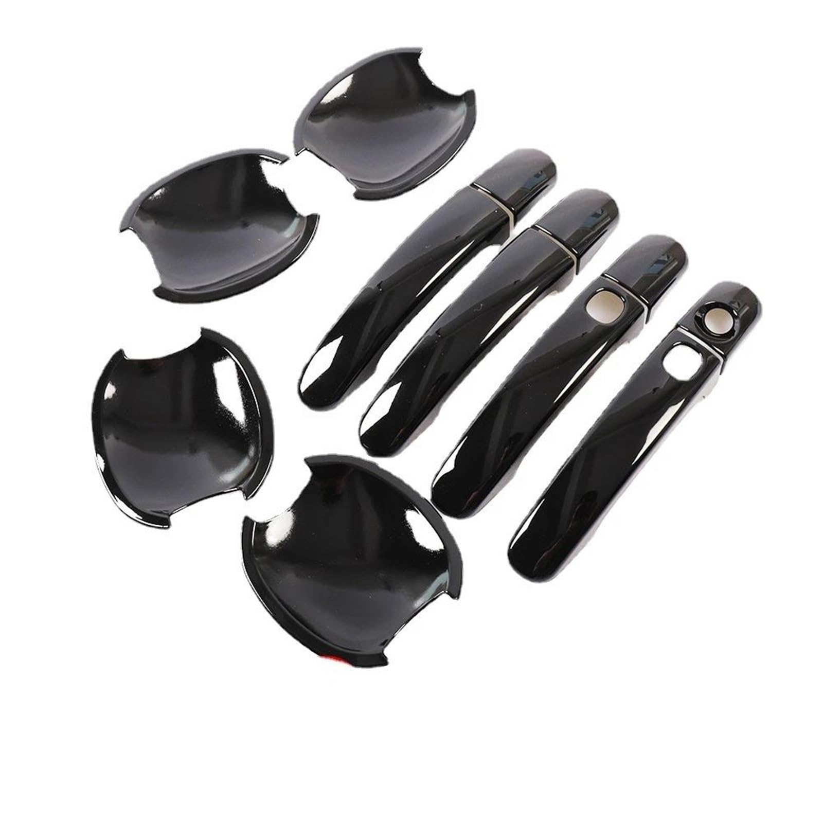 PIWINE Handle Sticker Glossy Black Chrome Car Door Handle Cover Bowl Trim Overlays Styling Accessories for Ford for Focus 2012 2013 2014 2015(B-hb-2 Button)