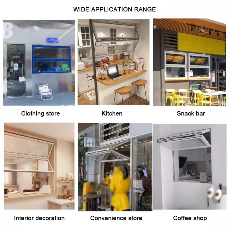 Fenêtre de service pliante coulissante vers le haut, encastrée et affleurante, avec système de ventilation, idéale pour les food trucks, les abris de jardin, les cuisines et les cafés de qua
