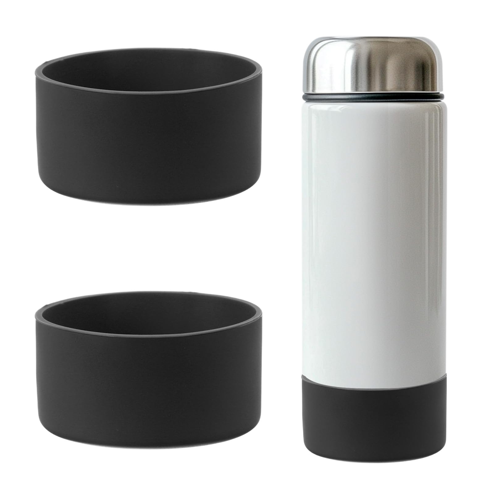 YELARXI Tumbler Boot Silicone Anti-Slip Protective Sleeve Bottom Water Bottle Accessories, 4 Inch Diameter Fit for Stainless Steel Sports Vacuum Flask - 32-40oz (2 Pack, Black) — image 1