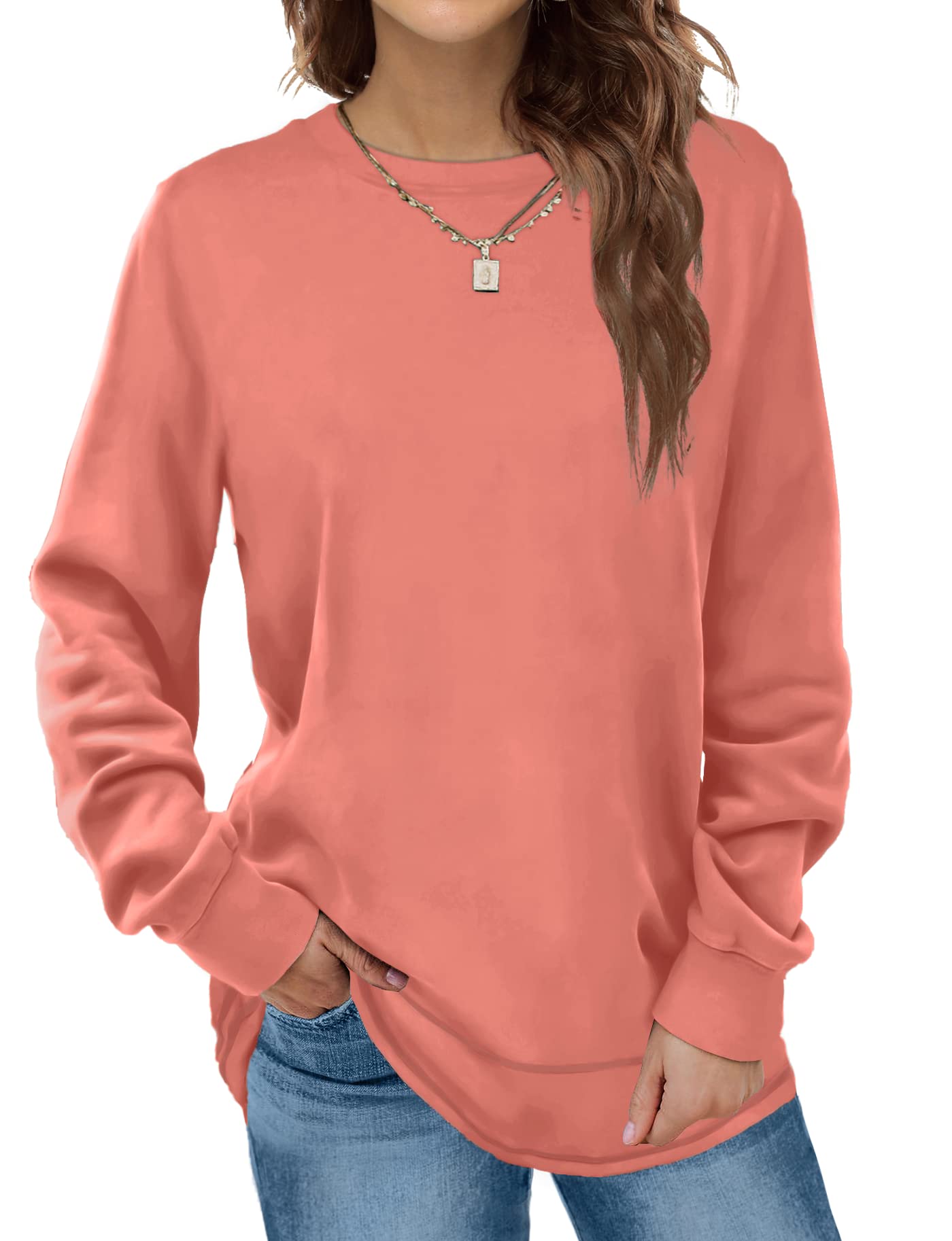 Dofaoo Sweatshirts for Women Crewneck Long Sleeve Shirts Tunic Tops for Leggings Fall Fashion Winter Clothing