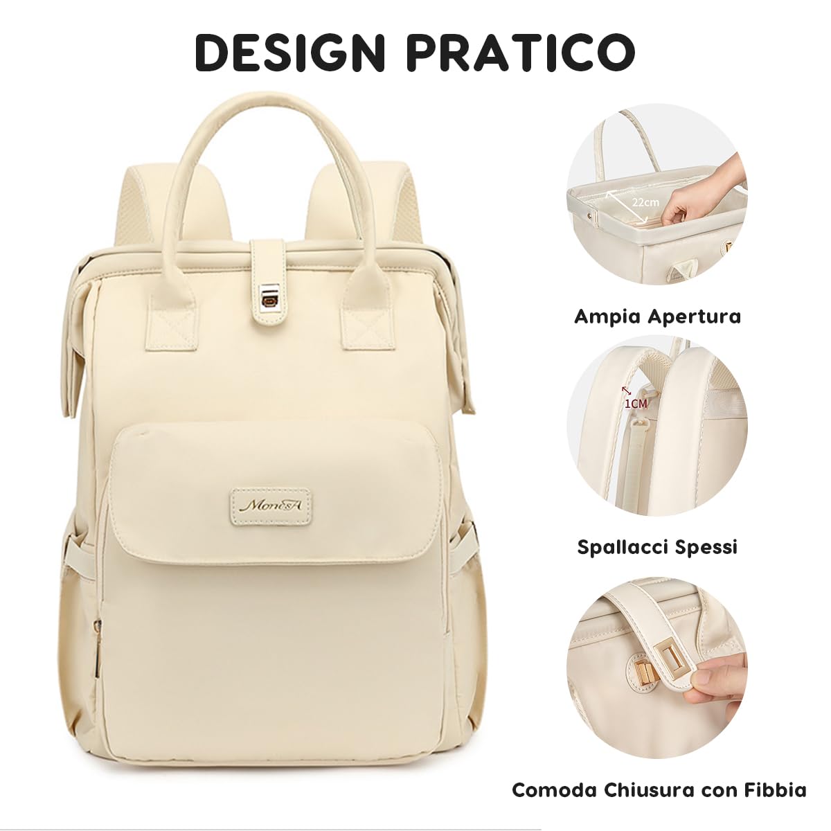 SONARIN Multifunzionale Premium Zaino Fasciatoio,Portatile Impermeabile Borsa per Pannolini Zaino Mamma Neonato Borsa Fasciatoio da Viaggio con Ganci per Passeggino(Beige)