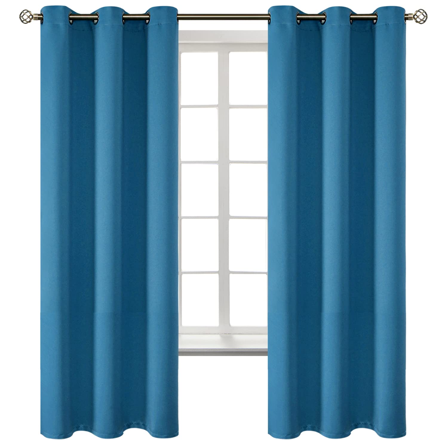 BGment Steel Blue Blackout Curtains for Bedroom 63 Inch Long - 2 Panels