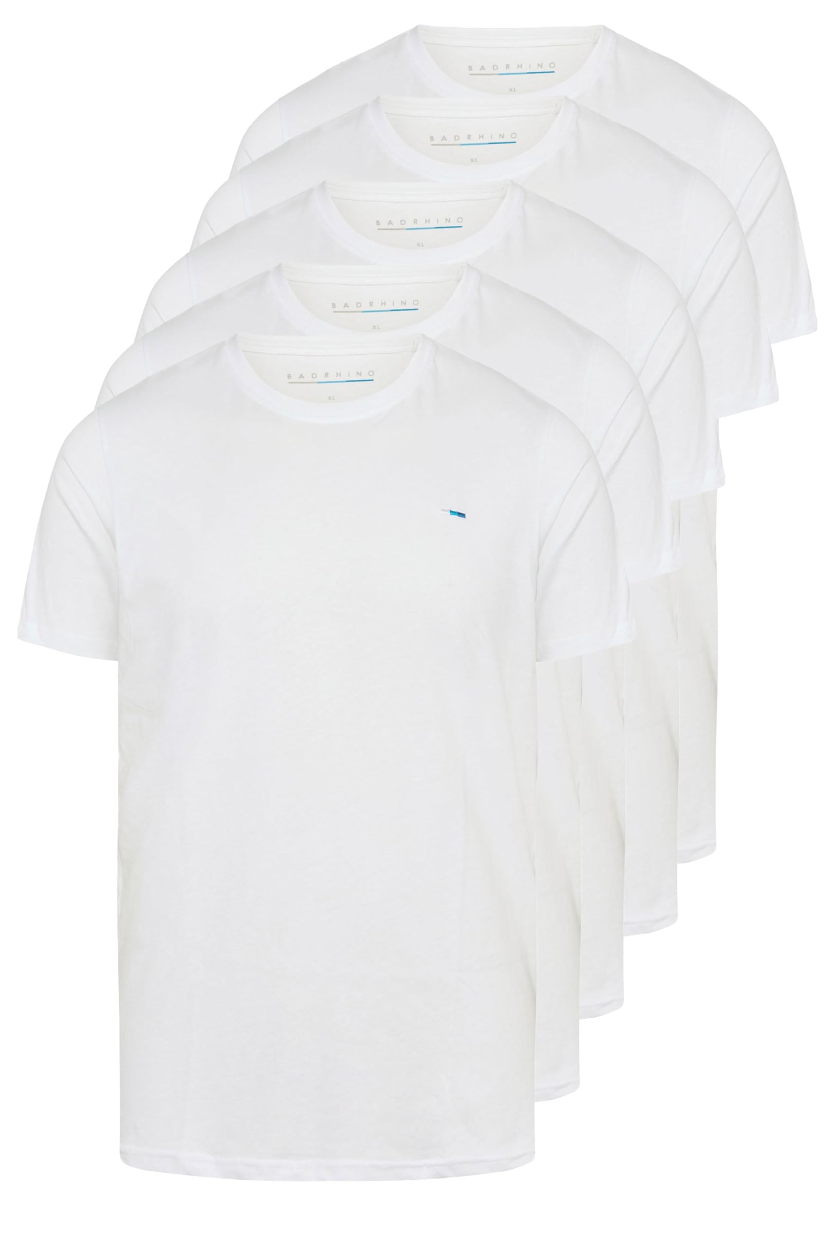 BadRhino 5 Pack T-shirt, White, Size 3Xl, Men