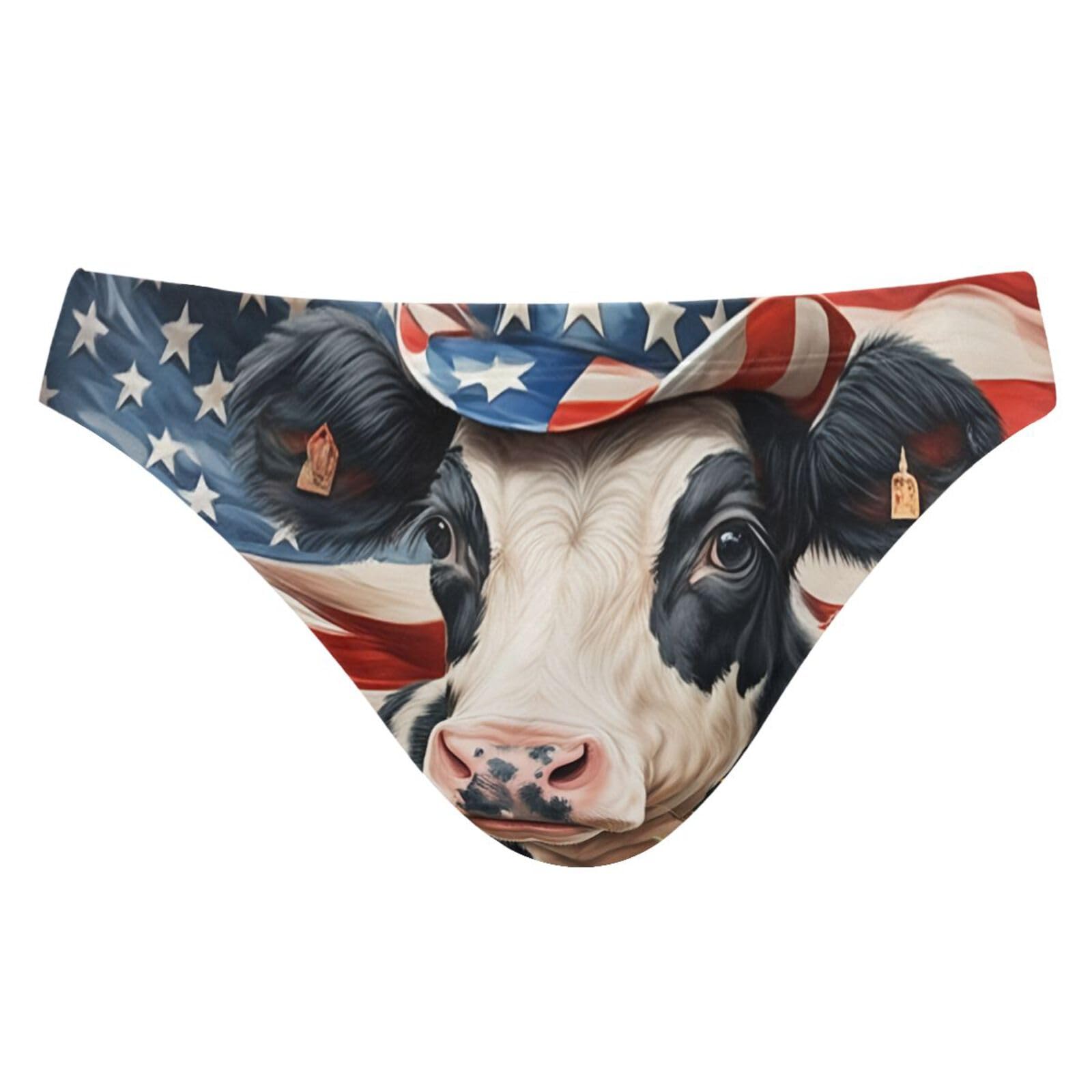 UMIRIKO Men's American Cow 4th of July Sunflower Bikini Swimsuits Swim Trunks M 202c1542