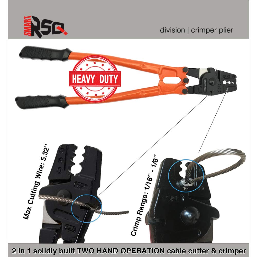 14" Cable Crimping Tool (Swaging Tool) for Stainless Steel, Copper