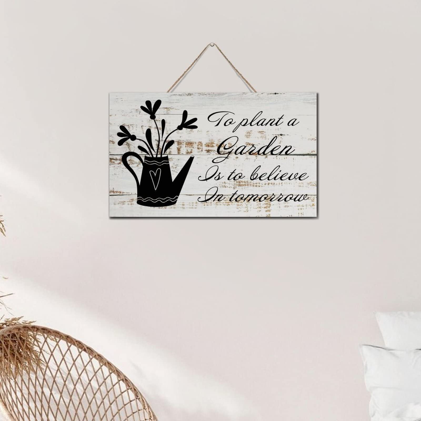 Cartello In Legno Decorazione Primaverile 15x15 Cm - Con Fiori E Testo Ispiratore, Arredo Country Per Casa