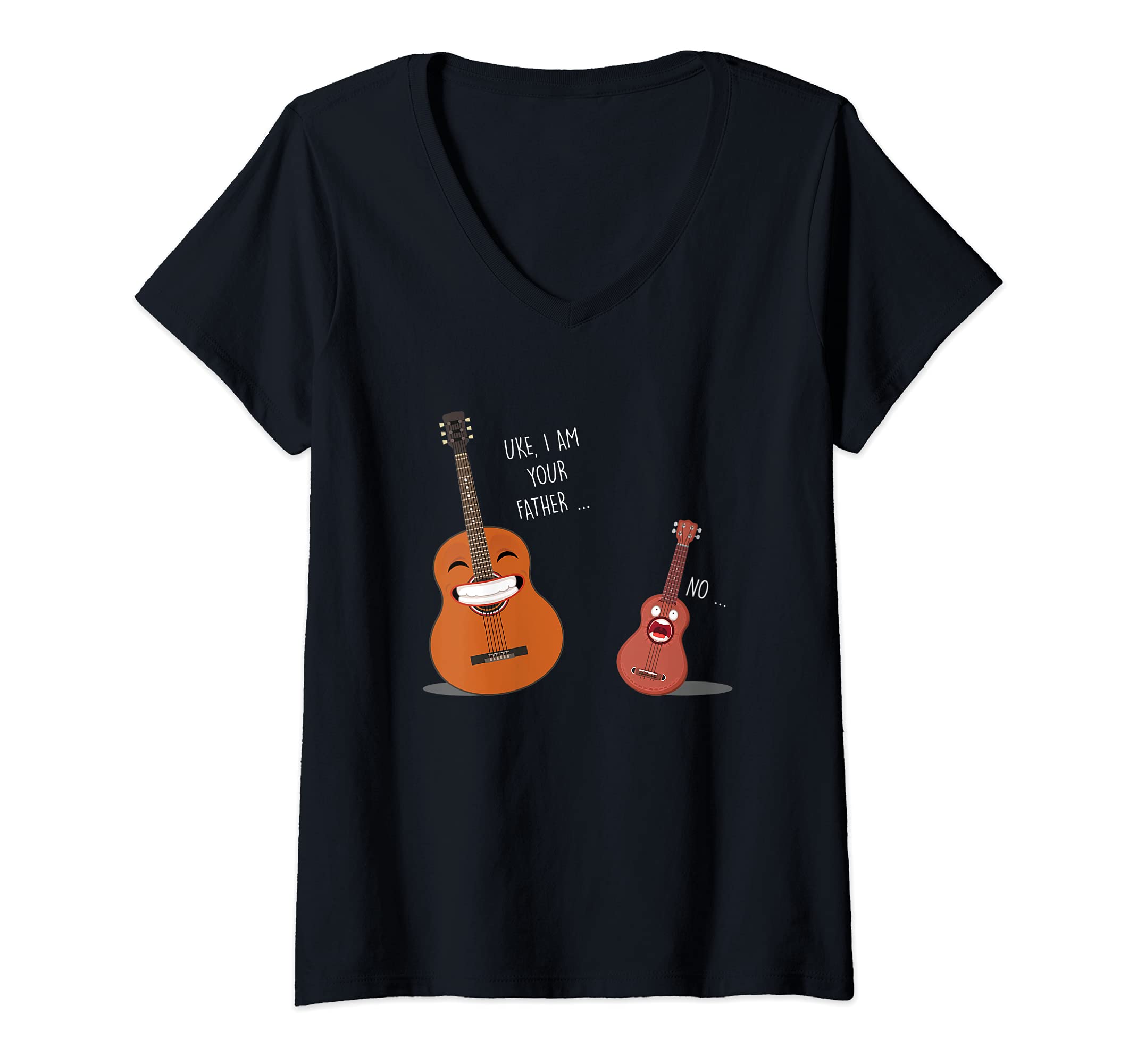 Womens Guitar Ukulele Your Father Guitar Hawaii Hawaiian Musician V-Neck T-Shirt, Black