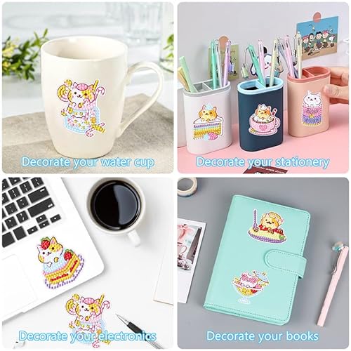 Mugiwala 5D Diamond Painting Kits For Kids Diamond Painting Stickers Cat And Cake Diamond Arts Kits And Crafts For Kids Ages 6-8-12 (Cat-1) #TOP5