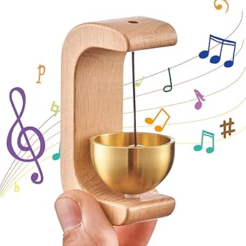 HASTHIP® Beech Wooden Door Chime with Brass Bell, Dopamine Door Bell for Home, Self-Adhesive Magnetic Doorbell, Serene Acoustic for Home & Shop, Shopkeepers Door Chime, Ideal Housewarming Gift - image, photos