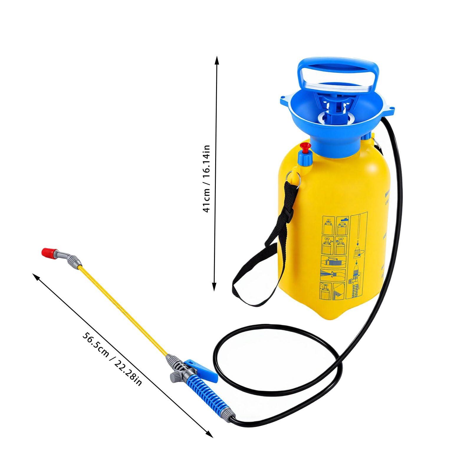 Asixxsix Spruzzatore a Pompa Manuale, Spruzzatore a Pressione Da Giardino Da 5 Litri Con Ugello Regolabile E Tracolla Bacchetta per Irrigazione Leggera Pulizia Multiuso per Erbacce