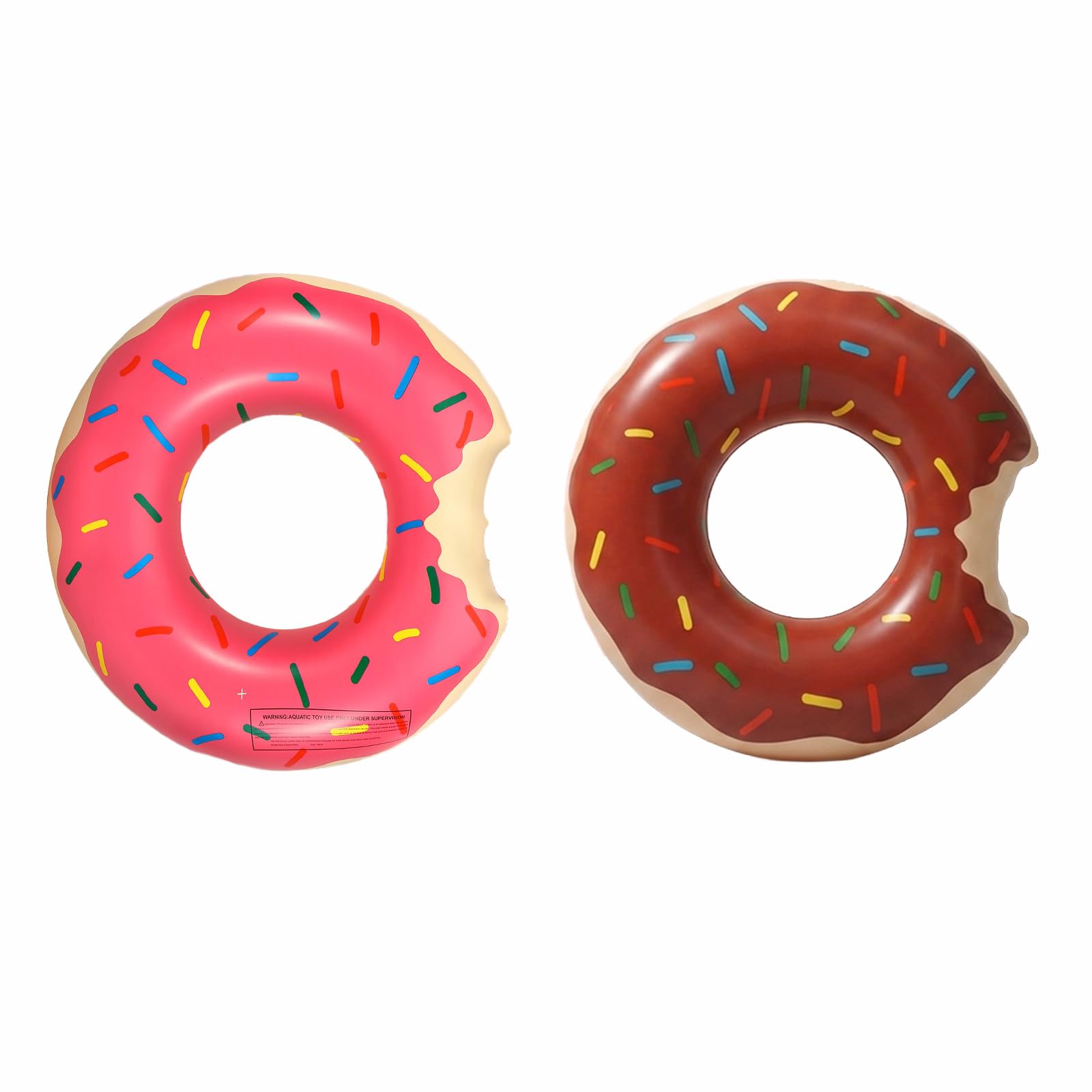 Pool Inflatables - 2 Pack 76cm Donut Design Inflatable Ring, Thick PVC Leak-Resistant Swim Tube, Eye-Catching Summer Pool Floats for Adults